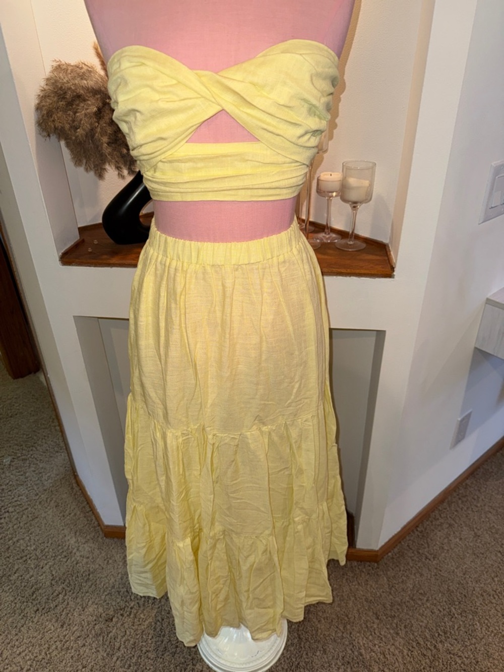 Beginning Boutique Pale Yellow Two-Piece Set